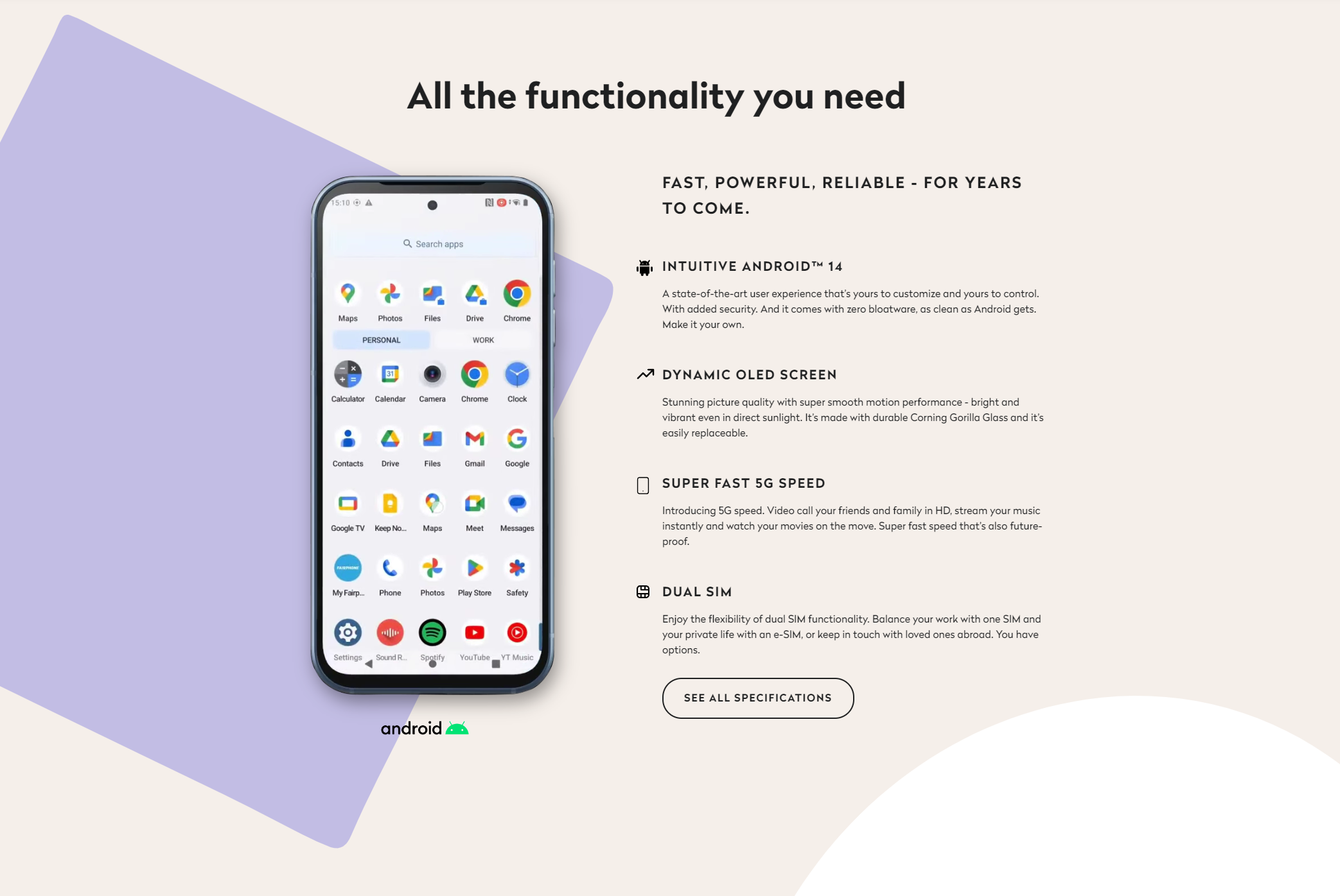 FairPhone 5 - nature friendly pracant